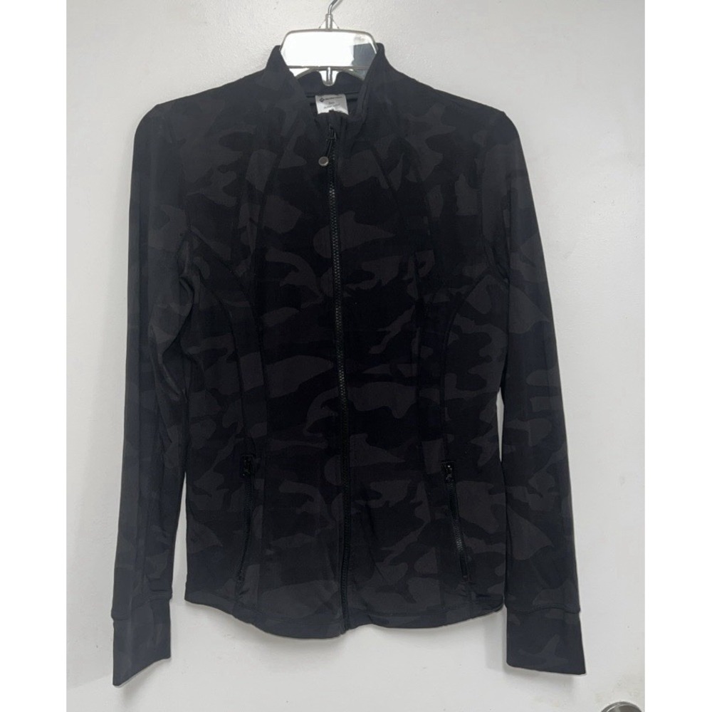 Member's Mark Zen Jacket Womens Sz Medium Black Camo Full Zip Pockets Thumbholes
